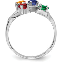 14K White Gold Polished 4-Stone Mother's Ring Mounting by Monteluci Fine Jewelry