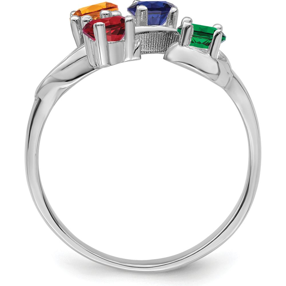14K White Gold Polished 4-Stone Mother's Ring Mounting by Monteluci Fine Jewelry