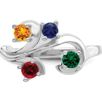 14K White Gold Polished 4-Stone Mother's Ring Mounting by Monteluci Fine Jewelry