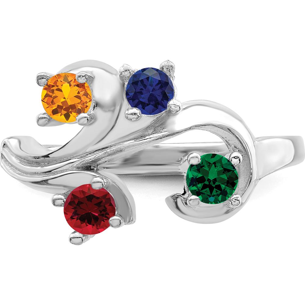 14K White Gold Polished 4-Stone Mother's Ring Mounting by Monteluci Fine Jewelry