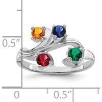 14K White Gold Polished 4-Stone Mother's Ring Mounting by Monteluci Fine Jewelry