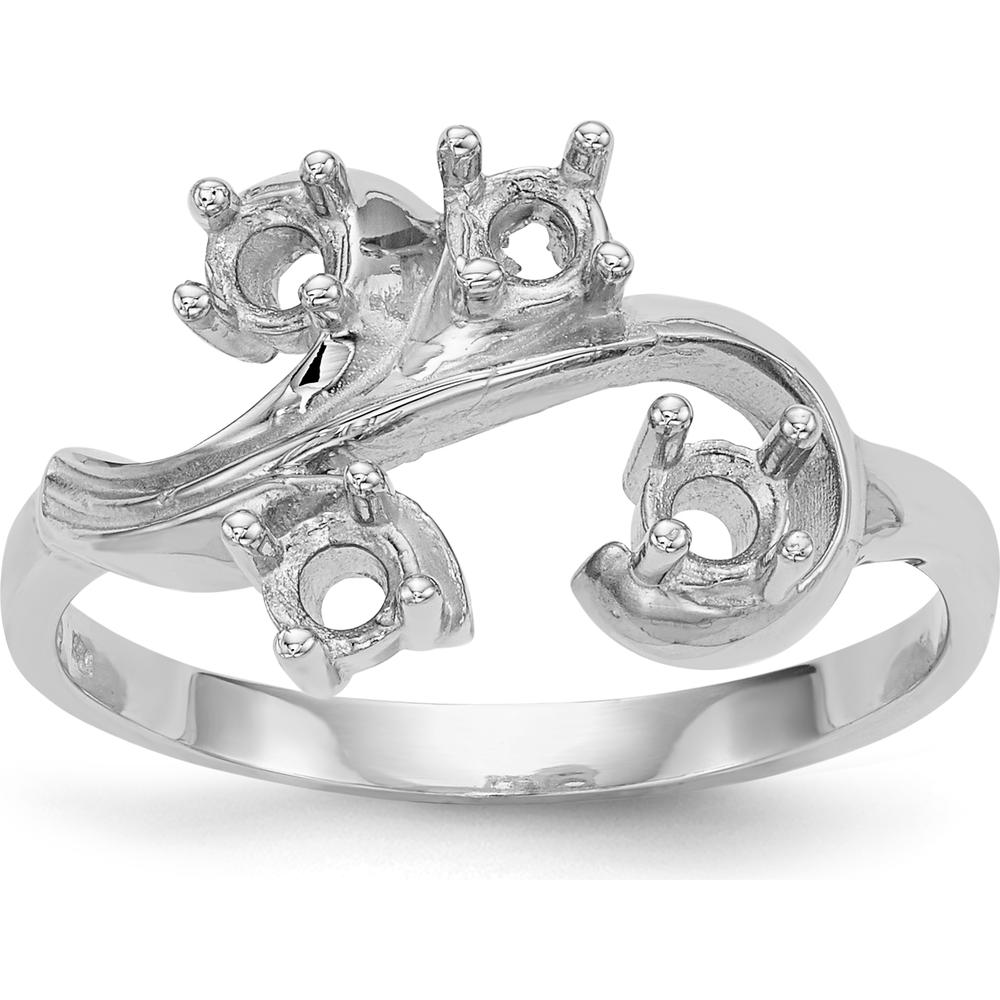 14K White Gold Polished 4-Stone Mother's Ring Mounting by Monteluci Fine Jewelry