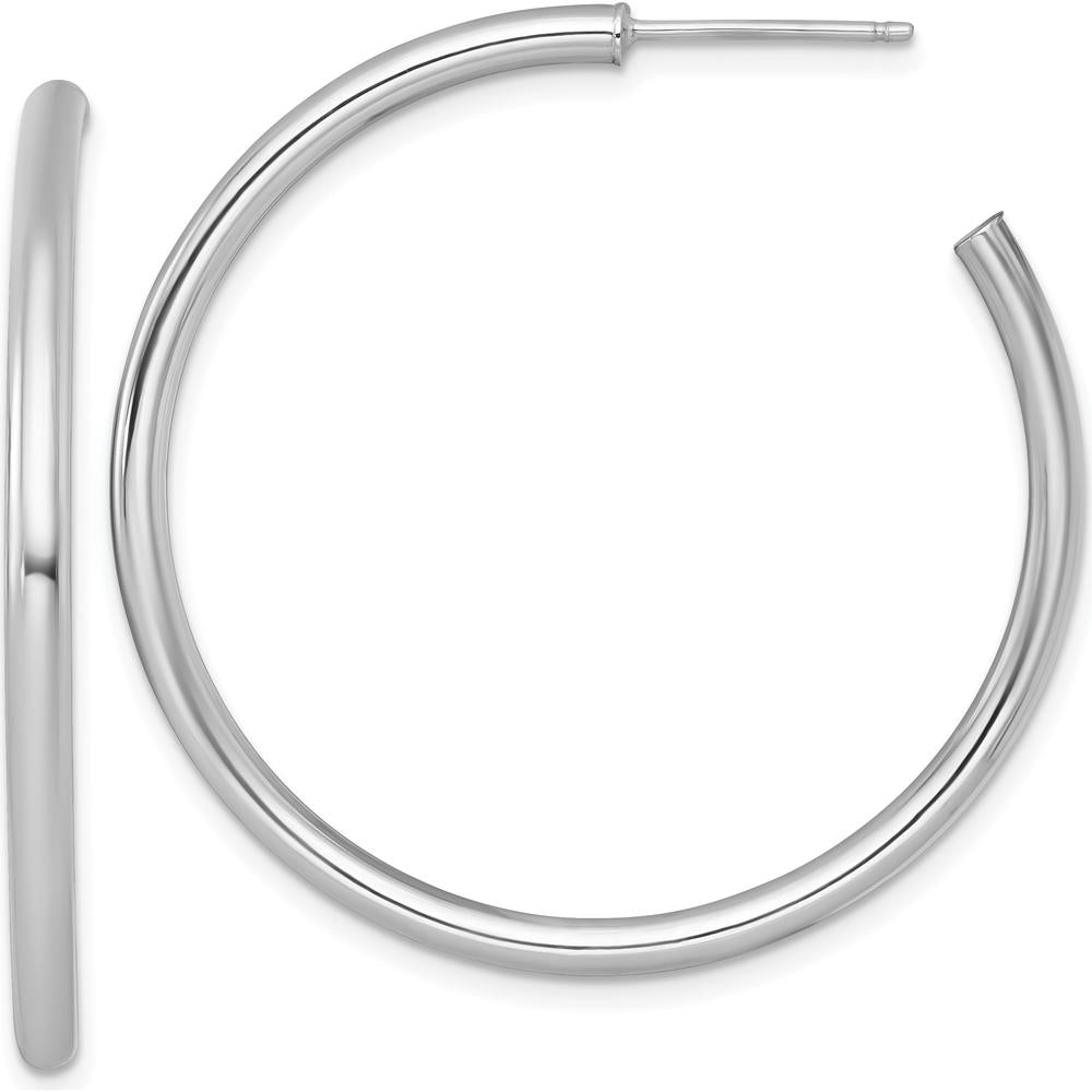 14K White Gold Polished 40mm C-Hoop Earrings by 0