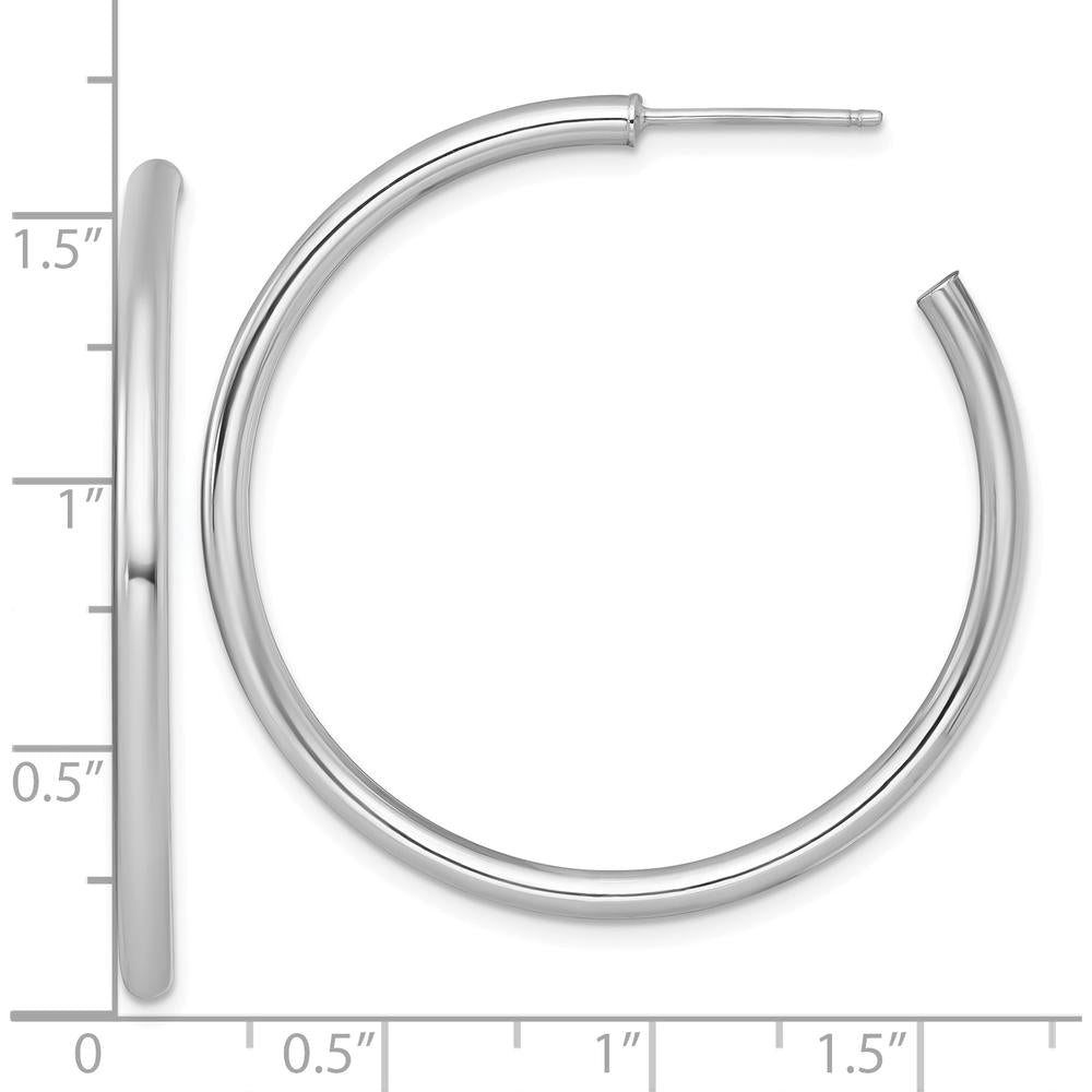 14K White Gold Polished 40mm C-Hoop Earrings by 0