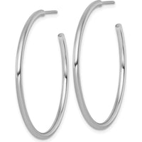 14K White Gold Polished 40mm C-Hoop Earrings with Rhodium Plating by 0