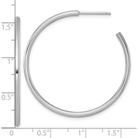 14K White Gold Polished 40mm C-Hoop Earrings with Rhodium Plating by 0