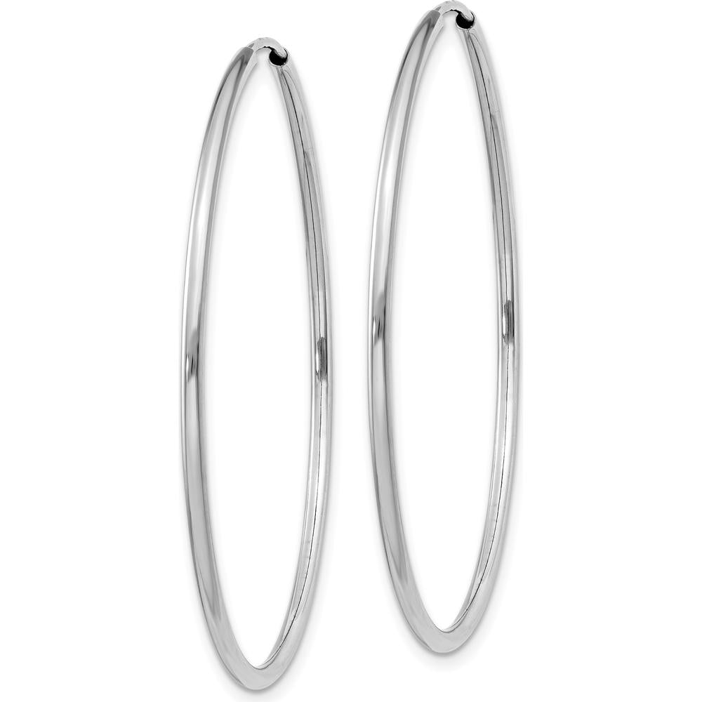 14K White Gold Polished 40mm Endless Hoop Earrings with Rhodium Plating by Oro Pregiato