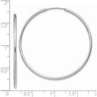 14K White Gold Polished 40mm Endless Hoop Earrings with Rhodium Plating by Oro Pregiato