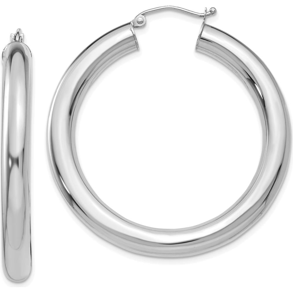 14K White Gold Polished 40mm Lightweight Hoop Earrings by 0