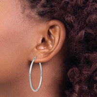 14K White Gold Polished 40mm Tube Hoop Earrings by 0