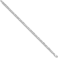 14K White Gold Polished 4mm Diamond-Cut Square Link Bracelet - 7.25" Length by Oro Pregiato