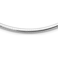 14K White Gold Polished 4mm Domed Omega Necklace - 18" with Rhodium Plating by Oro Pregiato