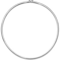 14K White Gold Polished 4mm Domed Omega Necklace - 18" with Rhodium Plating by Oro Pregiato