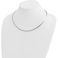 14K White Gold Polished 4mm Domed Omega Necklace - 18" with Rhodium Plating by Oro Pregiato