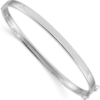 14K White Gold Polished 4mm Hinged Oval Bangle Bracelet - Timeless Women's Accessory by Oro Pregiato