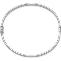 14K White Gold Polished 4mm Hinged Oval Bangle Bracelet - Timeless Women's Accessory by Oro Pregiato