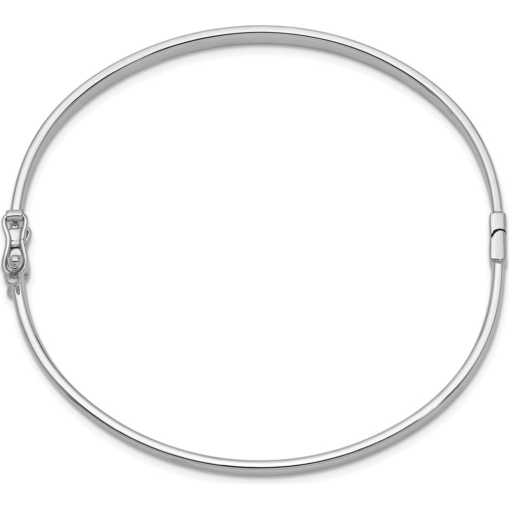 14K White Gold Polished 4mm Hinged Oval Bangle Bracelet - Timeless Women's Accessory by Oro Pregiato