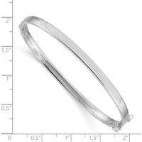 14K White Gold Polished 4mm Hinged Oval Bangle Bracelet - Timeless Women's Accessory by Oro Pregiato