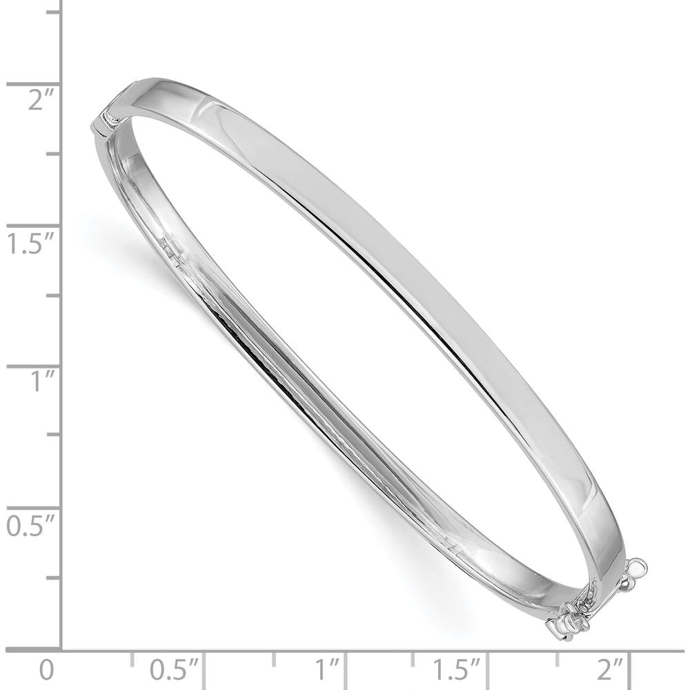 14K White Gold Polished 4mm Hinged Oval Bangle Bracelet - Timeless Women's Accessory by Oro Pregiato