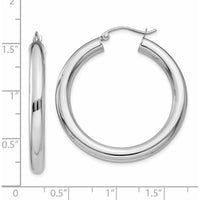14K White Gold Polished 4mm Lightweight Tube Hoop Earrings - Classic Everyday Luxury by 0
