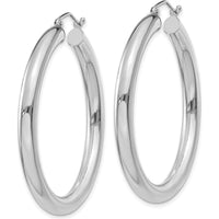 14K White Gold Polished 4mm Lightweight Tube Hoop Earrings by 0