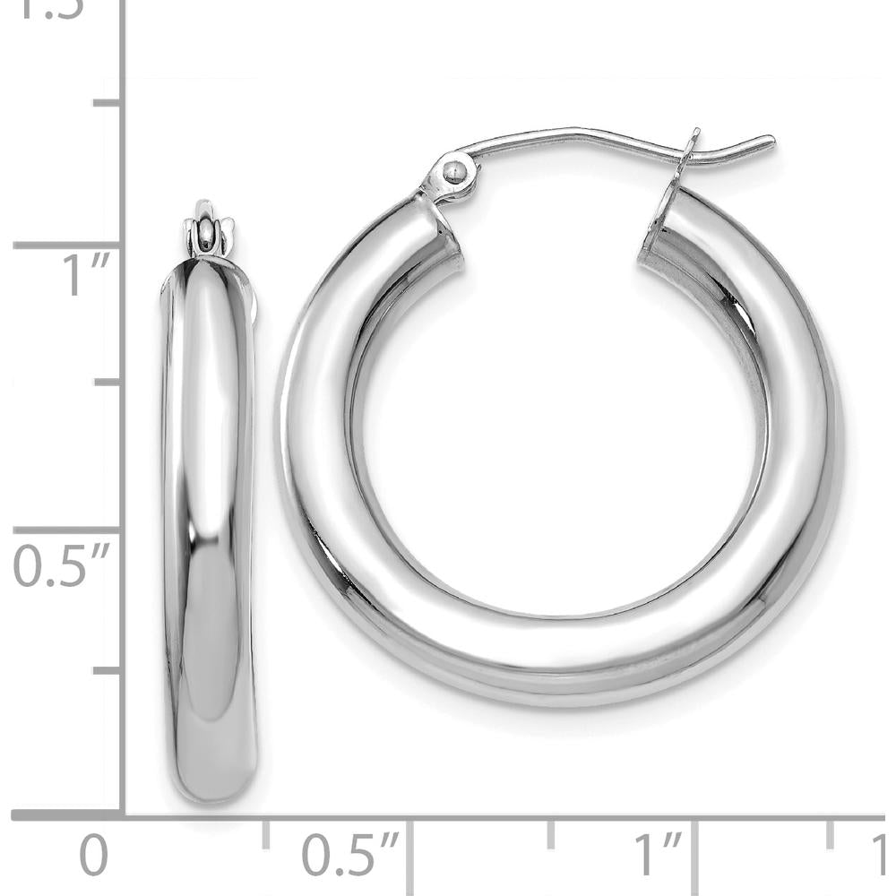 14K White Gold Polished 4mm Lightweight Tube Hoop Earrings by 0