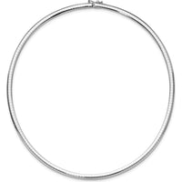 14K White Gold Polished 4mm Omega Necklace with Rhodium Plating - 16" Length by Oro Pregiato