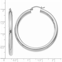 14K White Gold Polished 4mm Tube Hoop Earrings - 45mm Length by 0