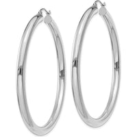 14K White Gold Polished 4mm Tube Hoop Earrings - 55mm Length by 0