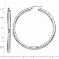 14K White Gold Polished 4mm Tube Hoop Earrings - 55mm Length by 0