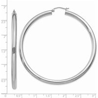 14K White Gold Polished 4mm Tube Hoop Earrings - 65mm Length by 0