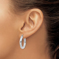 14K White Gold Polished 4mm Tube Hoop Earrings - Modern Classic Design by 0