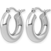 14K White Gold Polished 4mm x 17mm Lightweight Tube Hoop Earrings by 0