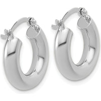 14K White Gold Polished 4mm x 17mm Lightweight Tube Hoop Earrings by 0