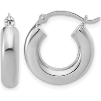 14K White Gold Polished 4mm x 17mm Tube Hoop Earrings by 0