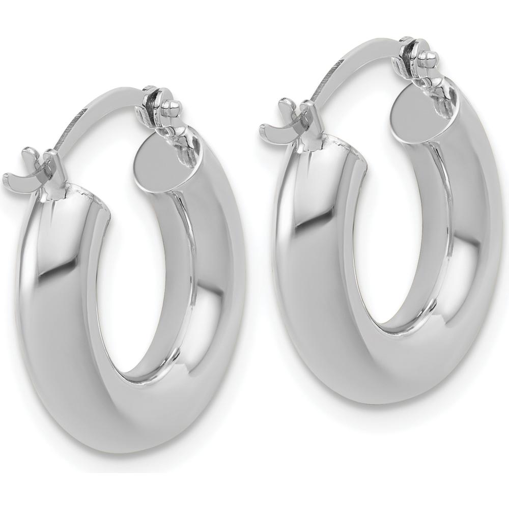 14K White Gold Polished 4mm x 17mm Tube Hoop Earrings by 0