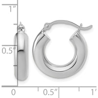 14K White Gold Polished 4mm x 17mm Tube Hoop Earrings by 0