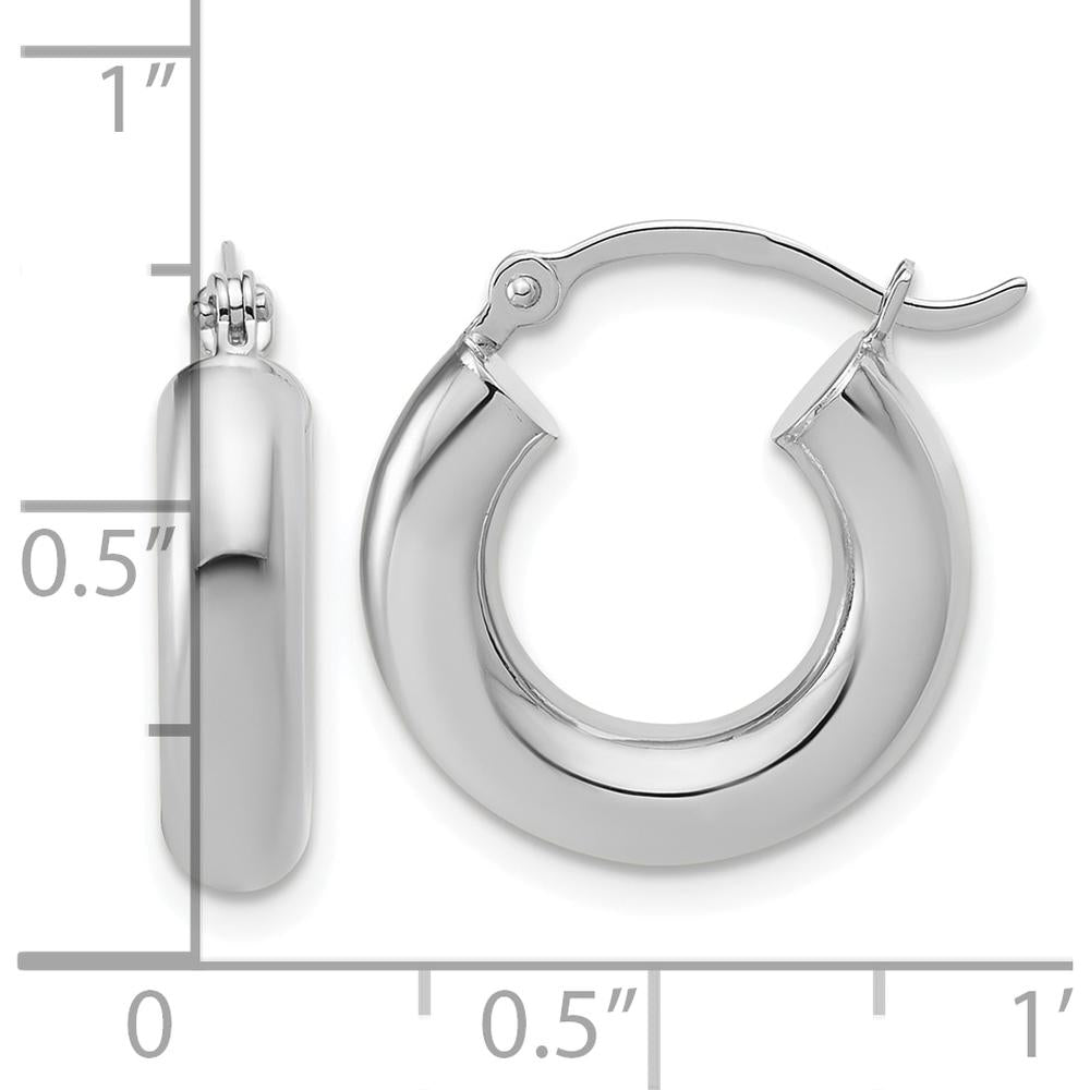 14K White Gold Polished 4mm x 17mm Tube Hoop Earrings by 0