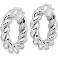 14K White Gold Polished 5.3mm Hollow Twisted Round Hoop Earrings by 0
