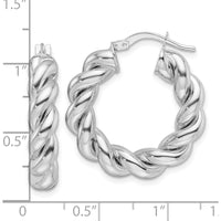 14K White Gold Polished 5.3mm Hollow Twisted Round Hoop Earrings by 0