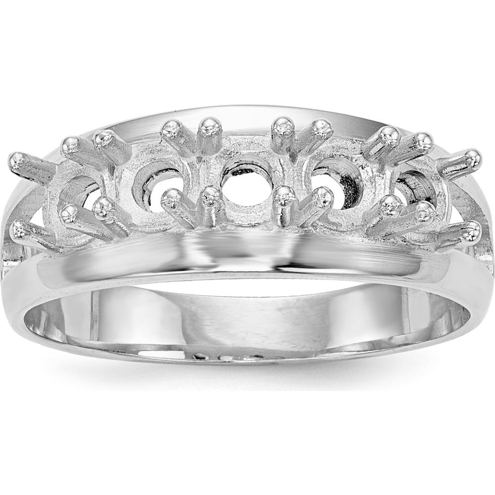14K White Gold Polished 5-Stone Mother's Ring Mounting - Customizable Family Jewelry Mounting by Oro Pregiato