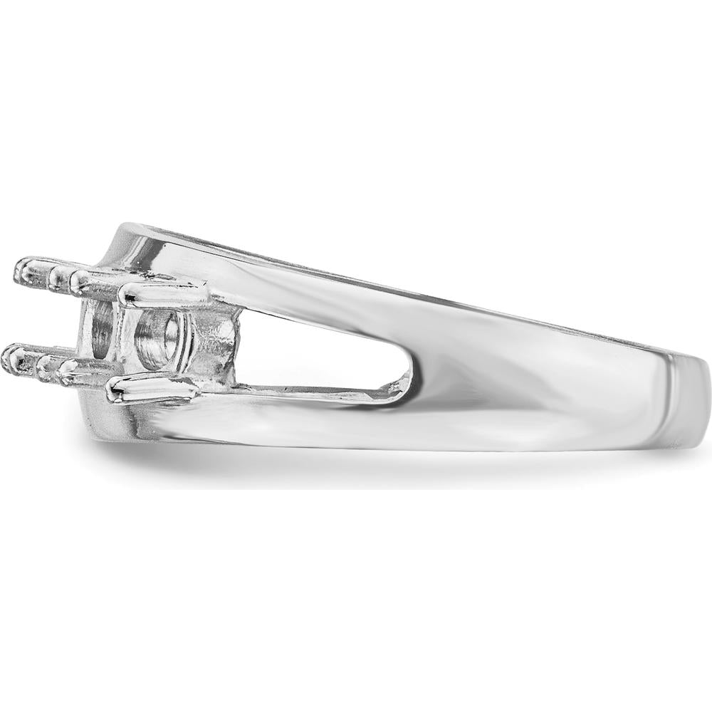 14K White Gold Polished 5-Stone Mother's Ring Mounting - Customizable Family Jewelry Mounting by Oro Pregiato