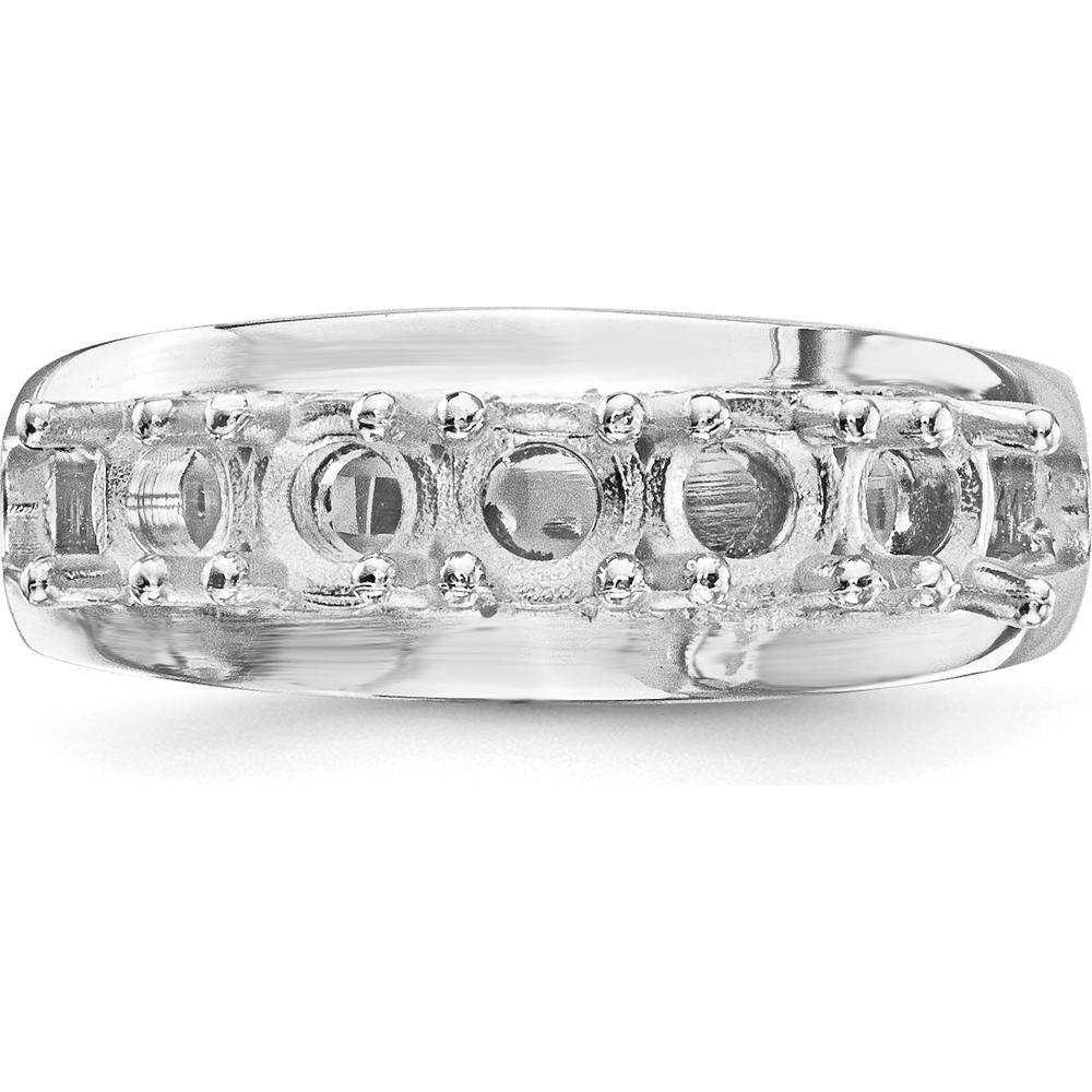 14K White Gold Polished 5-Stone Mother's Ring Mounting - Customizable Family Jewelry Mounting by Oro Pregiato
