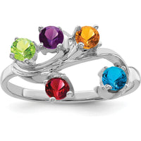 14K White Gold Polished 5-Stone Mother's Ring Mounting - Customizable Setting for Personalized Family Jewelry by Monteluci Fine Jewelry