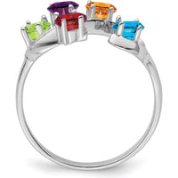 14K White Gold Polished 5-Stone Mother's Ring Mounting - Customizable Setting for Personalized Family Jewelry by Monteluci Fine Jewelry