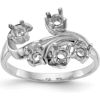 14K White Gold Polished 5-Stone Mother's Ring Mounting - Customizable Setting for Personalized Family Jewelry by Monteluci Fine Jewelry