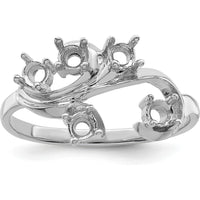 14K White Gold Polished 5-Stone Mother's Ring Mounting - Customizable Setting for Personalized Family Jewelry by Monteluci Fine Jewelry