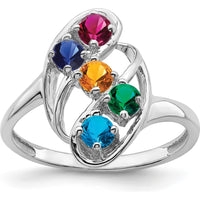 14K White Gold Polished 5-Stone Mother's Ring Mounting - Customizable with Gemstones by Monteluci Fine Jewelry