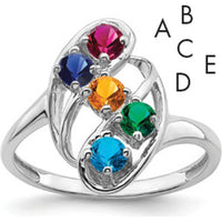 14K White Gold Polished 5-Stone Mother's Ring Mounting - Customizable with Gemstones by Monteluci Fine Jewelry