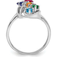 14K White Gold Polished 5-Stone Mother's Ring Mounting - Customizable with Gemstones by Monteluci Fine Jewelry